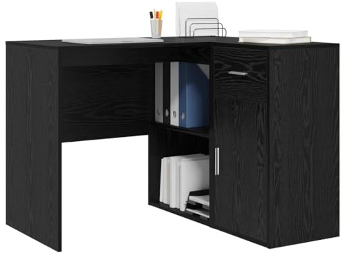 vidaXL Corner Desk Black Oak 102 x 88 x 75 cm Wood Material