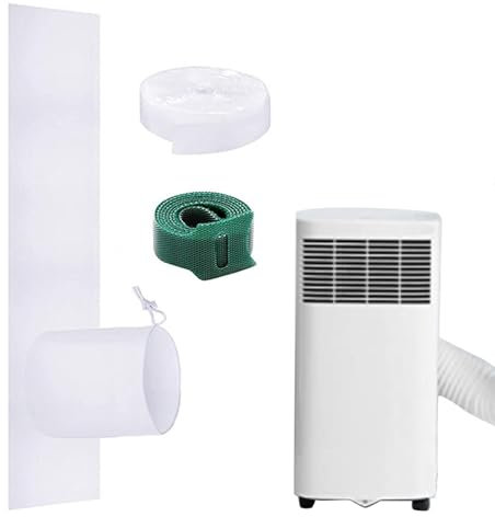 AC Window Vent Kit - Adjustable Air Conditioner Sealing Set | Drawstring Exhaust Hose Cover | Waterproof Windproof Barrier Suitable For Sliding And Casement