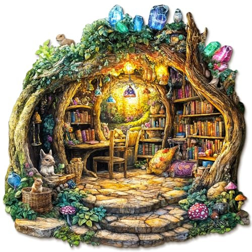 KaayeeWood Holzpuzzle Erwachsene,Waldpilzhaus Holzpuzzle,Einzigartige Wooden Puzzle Mit Geschenkbox,Geschenke für Kinder und Erwachsene(195 Stück,29 * 28.2cm)