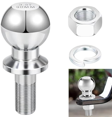 Katmerio Sfera per rimorchio, sfera per rimorchio da 50mm 3.5T, Ø22mm vite, testa sferica per trattore, per binario del trattore, testa sferica per binario dritto fino a 3.5T