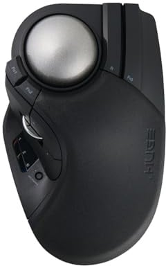 ELECOM Huge Plus Wireless Trackball Mouse, Ergonomic 52mm Large Ball, Multi-Connection Bluetooth, 2.4GHz Wireless, Wired, 10 Programmable Buttons, Rechargeable, Silent Clicks, for Windows PC Mac iPad