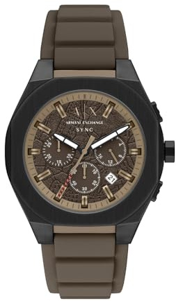Armani Exchange Watch for Men, Quarz-Chronographenwerk und 44mm Gehäusegröße mit Silikonarmband