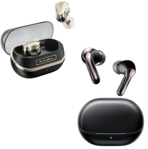 SoundPEATS H3 Noise Cancelling Earbuds with Balanced Armature and Air5 Pro Adaptive Hybrid 55db Noise Cancelling Earphones