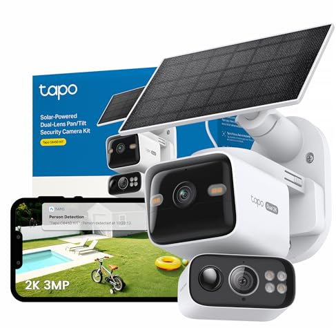 Tapo C645D KIT 2K 3MP Dual-Lens Solar Outdoor Security Camera Wireless | Dual-Camera Pan/Tilt, Battery & Solar Powered, AI Detection, Color Night Vision, CCTV Camera, No Monthly Fee, Alexa