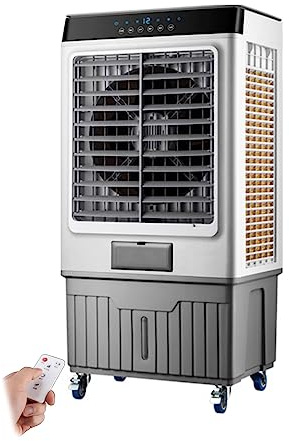 Refroidisseur d'air par évaporation - Ventilateur de climatiseur mobile avec oscillation automatique pour chambre à coucher, salon, bureau - 3 vitesses - Télécommande - Minuterie de 12 heures