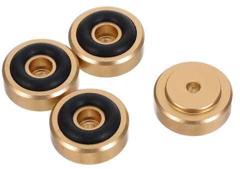 Artibetter 4pcs Speaker Isolation Feet Pads Golden Aluminum Alloy Anti-vibration Sound Isolators with Rubber Rings for Subwoofer and Hifi Audio Equipment