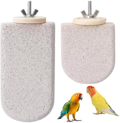 Kalkstein für Wellensittiche, 2er-Set Mineralstein-Sitzstangen für Vogelkäfig Zubehör, Eiscreme-Design als Wellensittich Spielzeug gegen Langeweile, Ideal für Nymphensittich und kleine Vögel