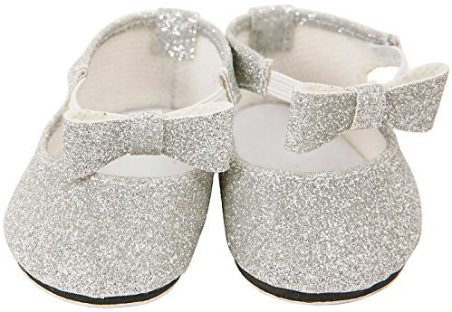 FRILLY LILY Dolls Silver Tap Shoes, small size 6 cm x 3.5 cm.To fit dolls such as 43 cm Baby Born.