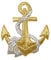Nautical Gold Anchor with Silver Rope Iron on Embroidered Patch by Wholesale Applique