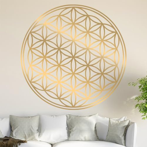 Kiwistar Blume des Lebens - Baum Wandtattoo in 6 Größen - Wandaufkleber Wall Sticker - Dekoration, Küche, Wohnzimmer, Schlafzimmer, Badezimmer (30 x 30 cm, 91_Gold)