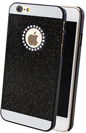 monjour iPhone 4 4s Edel Glitzer Bling Elegant Tasche Handy Hülle Schutzhülle Hard Case Rückseite Back Cover mit Diamant Strass-Steine in Schwarz