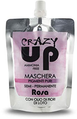 Crazy Up Maschera Colorante Senza Ammoniaca Semipermanente per Capelli - 200 ml (Rosa)