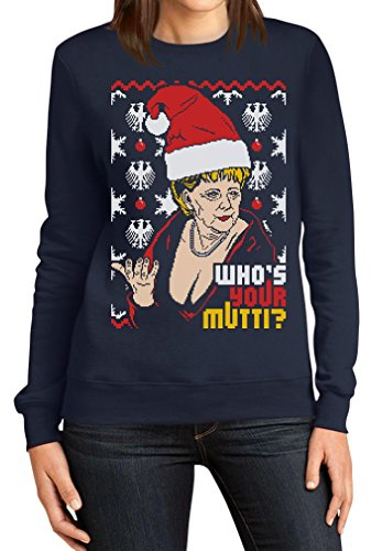Pullover Damen Hässlicher Weihnachtspullover mit Angie - Who's Your Mutti Frauen Sweatshirt