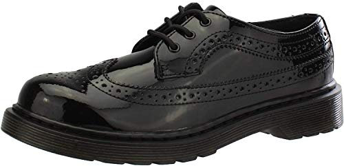 Dr. Martens 3989 J, Scarpe Stringate Derby Unisex-Bambini, Lamper 001-Vernice Nera, 30 EU