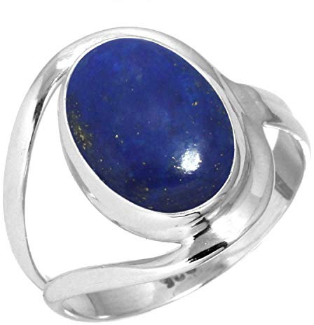 Jeweloporium 925 Silber Ringe für Frauen Größe 60(19.1) Blau Echt Lapislazuli mit Stein Jahrgang Silber Ringe Muttertag Geschenk Solitär Schmuck