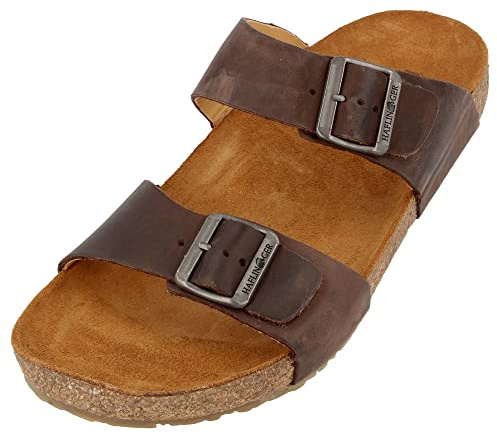 HAFLINGER Bio Andrea Leder Pantolette Sandale Braun (730), Gr 46