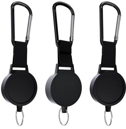 BiaoGan Retractable Keychain ID Badge Reels, 26.77 cm Steel Cord, 7.0 oz, Key Rings with Carabiner (3)
