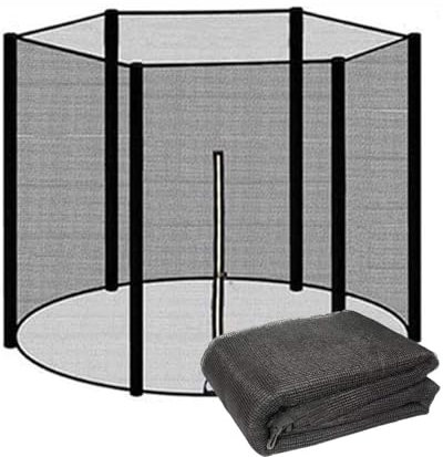 XIUWOUG Ø244cm /306cm / 366cm / 427cm Trampolin Sicherheitsnetz für Gartentrampoline, Ersatznetz mit Reißverschluss und Schnallen, Netzhöhe 163CM/180CM,Schwarz,427 cm(14FT) 8 stangen