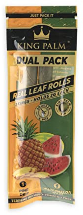 King Palm | Pineapple & Watermelon | Duo's King Size 2g | Leaf Rolls | Dual-Flavoured Cones (Pineapple & Watermelon) | Twin Pack
