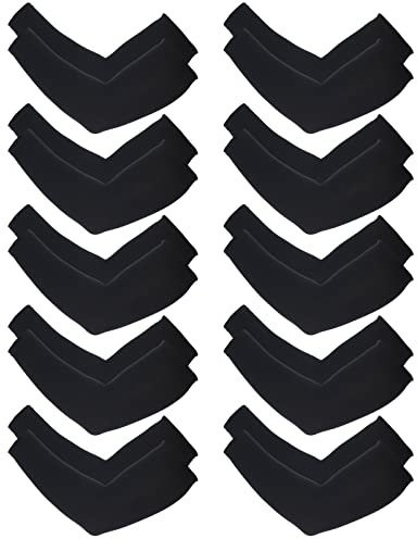 Yolev 10 Paar Armschoner Lange Armstulpen UV-Schutz Arm Sleeves Schwarz Coole Kompressions Armstulpen Herren Damen Ärmel Geeignet für Laufen Radfahren Volleyball Armschoner