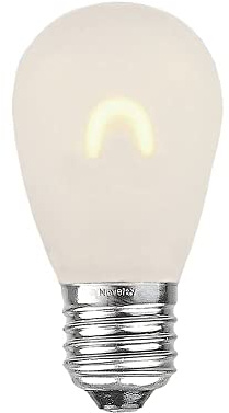 Novelty Lights 25 Pack S14 LED Plastic Flex Filament Outdoor Patio Globe Replacement Bulbs, Frosted Warm White, Dimmable, E26 Medium Base, 0.8 Watt
