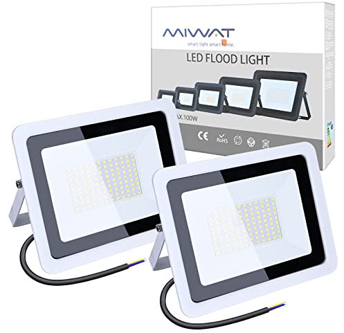 MIWATT 2pcs 10W 50W 100W spot led blanc froid, série étanche IP68 LED Exterieur, Jardin, usine, entrepôt, chantier de construction (100)
