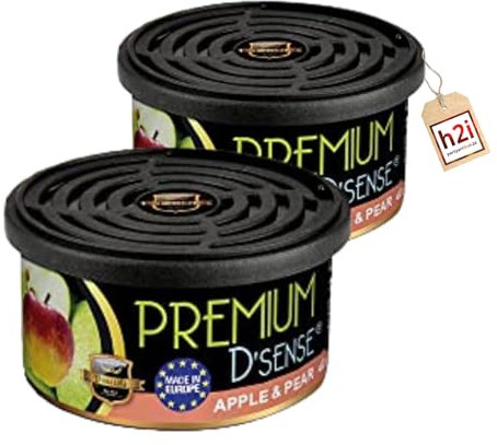 h2i Premium Duftdose | apple & pear | 2 Stück | Auto Lufterfrischer und Duftspender für Camping, Büro & Zuhause | 60 Tage frischer Duft mit Mengenregulierung | passt in Getränkehalter | h2i Sticker