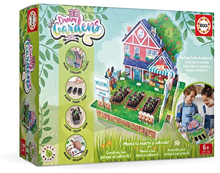 Educa - 3D Dream Garden 2in1 Huerto | Construye con Piezas de cartón a Todo Color Este Maravilloso huerto y cultiva tu Propio jardín en casa | A Partir de 5 años (19470)