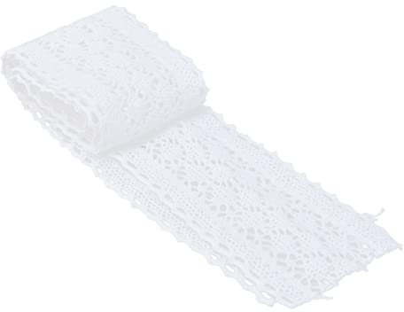 10 Yard Baumwolle Spitzenborte 5,8cm Breite Vintage Spitzenstoff Zierband für DIY Basteln Handwerk Kleidung Unterwäsche Röcke Hochzeitskleid Tischdeko(Weiß)