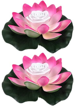 Yeehliny Schwimmende Lotuslichter, LED Wasserdichte Solar Seerosen Schwimmende solarleuchten Lotusblumen-Nachtlampe Lotusblüte Lotusblatt Teichlicht für Pool Teich Garten Deko (18CM-2PC-Rosa)