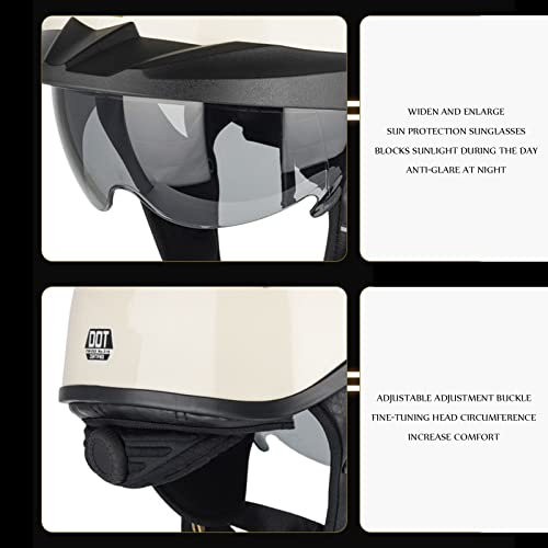 Ever TA Motorrad Pilot Helmet, Vintage Jet Helm Mit Visier, Retro Motocrosshelme, DOT/ECE-Zulassung Helm Roller Helm Chopper Helm Scooter Helm Moped Helm Mofa Helm (Color : B, Size : 3XL=(65-66cm))