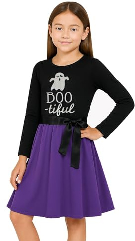 A2Z 4 Kids Girls Spider Web Skull Skater Dress Ages 5-13 Years | Skull Print Flared Outfit For Parties Casual Wear And Seasonal Days