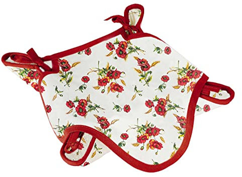 MyVorrei Padded Bread Basket Poppy Pattern 40x40 cm, 20x20 Tied