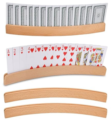 NICKLIN Playing Card Holder, 2 Pcs Curved Shape Wooden Cards Holders | Handsfree Poker Holder, Free Your Hands, Playing Card Holder for Adults Seniors Card Accessories for Bridge