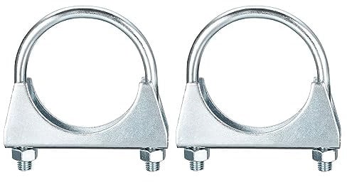 sourcing map Muffler U-Bolt Clamps for 62mm(2-7/16) Diameter Exhaust Tail Pipe, 2pcs Exhaust U Clamp Saddle Type U-Bolt Clamps