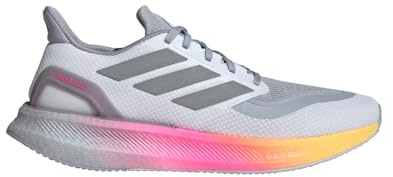 adidas Herren Pureboost 5 Running Sneaker, Weiß, Silber, Metallic Spark, 43 1/3 EU