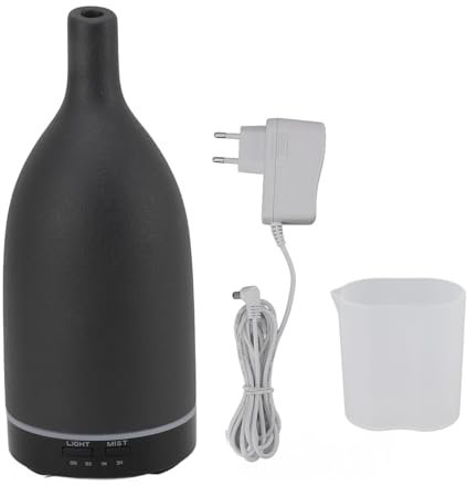 Diffusor für ätherische Öle, Ultraschall-Technologie, Geräuschloser Aromatherapie-Diffusor, 120 Ml, Weißer Keramik-Kühlnebel-Aromatherapie-Diffusor für Zuhause (Schwarz)