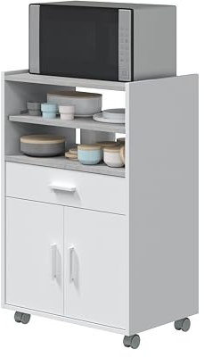 habeig Küchenwagen Küchenwagen Weiss Beton Küchentrolley Rollen Schublade Holz 9910A