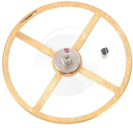 Legierung Uhrenersatzteil Unruhrad, Gold, für 8025 Uhrmechanismus | Kunststoff Aufbewahrungsbox, Hohlbau mit Feinem Faden, für Armbanduhr und Werkstatt