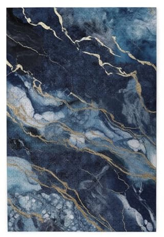 Marble Navy Blue Mixed Print Jigsaw Personalised Puzzle Wooden Puzzle Funny Puzzle 1000 Pieces For Adult Birthday Xmas Gift