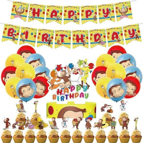 Set di palloncini decorativi per bambini e ragazzi, con striscioni Happy Birthday, palloncini, topper per torte, accessori per feste e feste