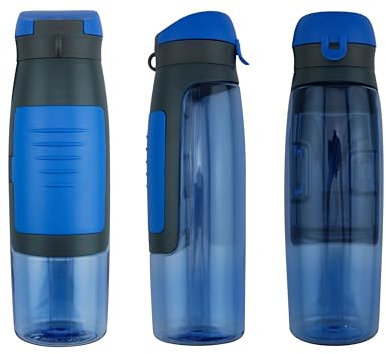 Novahaven Trinkflasche,wasserflasche,mit Integriertem Geldfach, Stoßfest, Leichtgewicht, BPA-Frei, für Universität, Beruf, und Outdoor (Blue)