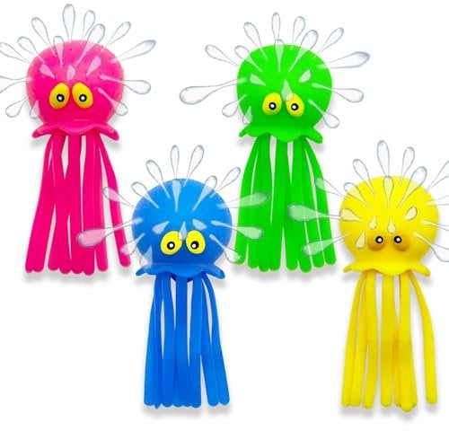 QYDKWK Juego de 4 Globos de Agua de Pulpo, Juguete de Baño para Bebés, Juguetes de Piscina para Niños, Rellenos de Bolsas de Fiesta de Verano Reutilizables para Niños y Niñas de 3+ Años
