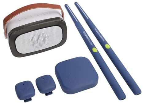 Elektrisches Lufttrommel-Set, Tragbares Professionelles Virtuelles Trommelset mit 3D-Bewegungserkennung für Erwachsene, Kinder, Anfänger (Dunkelblau)