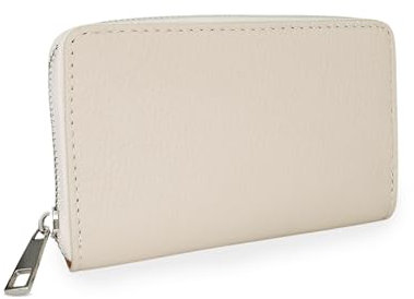 Bella Blossom Geldbörse Damen im Langformat, Geldbeutel Damen aus 100% Echtleder, Hochwertiges Damen Portemonnaie groß mit Reißverschluss & Münzfach, Brieftasche für jeden Anlass PT55 (Beige, Medium)