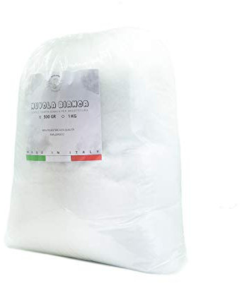 Tata Home Ovatta Bianca per Imbottitura Fioccata Ovatta per Riempimento Peluche Cuscini Bomboniere 100% Poliestere Made in Italy – Sacco da 1 kg