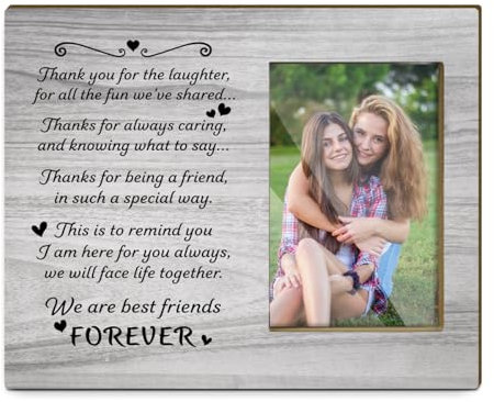 Friends Picture Frame, Thank You Gifts for BFF Bestie Gifts for Women, Sister Gifts from Sister Long Distance Friendship Graduation Gifts, Wooden Photo Frame 4x6 Photo for Home Wall Table Decor -15