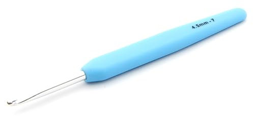 KnitPro Waves Crochet Hooks – 4.5mm Crochet Hook, Ergonomic Soft Handles, Soft Rubber Grip for Arthritic Hands, Light & Comfortable Crochet Needles for Knitting, Sky Blue