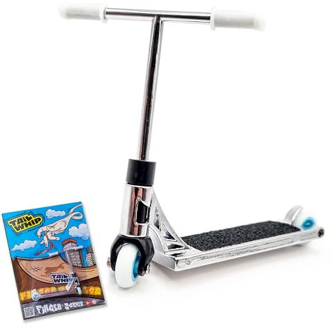 Finger Scooter aus Metall für Schwindelerregende Tricks von TAIL WHIP, Mini Roller Spielzeug, das die Handmotorik fördert, Kompatibel mit Finger Tech Skateboard, Finger Skatepark, Fingerbike BMX, chr