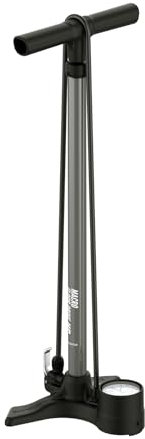 LEZYNE Macro Floor Drive High Pressure Bicycle Floor Pump with 2.5 Analog Gauge - Durable 220 PSI Tire Air Pump for Road/Track Bikes - Fits Presta/Schrader Valve - Dual Valve Pump Head, Flat Gray